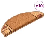 vidaXL Tapis d'escalier autoadhésifs 10 Pièces 65x21x4 cm Beige