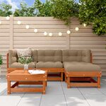 vidaXL Ensemble de salon de jardin 15 Pièces Brun cire Bois de pin massif