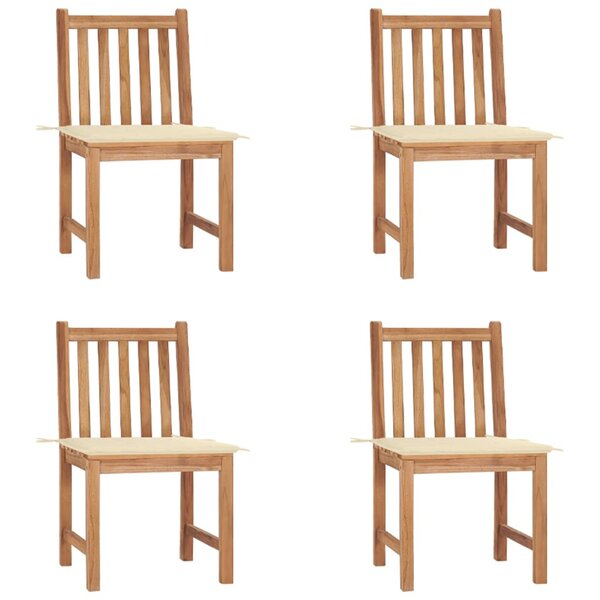 vidaXL Chaises de jardin lot de 4 avec coussins Bois de teck massif