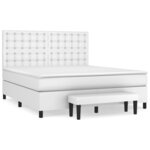 vidaXL Sommier à lattes de lit avec matelas Blanc 180x200cm Similicuir