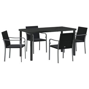 vidaXL Ensemble de salle à manger pour jardin 5 Pièces Noir et gris