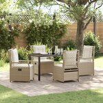 vidaXL Ensemble de salle à manger de jardin de 5 pièces en rattan PE beige