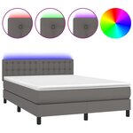vidaXL Sommier à lattes de lit avec matelas et LED Gris 140x190cm