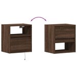 vidaXL Table de chevet murale avec lumières LED chêne marron