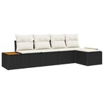 Ensemble de Sofa de Jardin vidaXL 5 Pièces avec Coussins Noir Poly Rattan Acacia