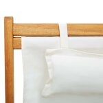 vidaXL Chaise pliable de plage Bois d'eucalyptus solide et tissu Crème