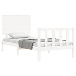 vidaXL Cadre de lit avec tête de lit blanc 90x200 cm bois massif