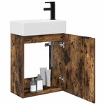 vidaXL Meuble de salle de bain avec robinet Chêne fumé