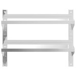 vidaXL Étagère murale 2 niveaux 75x23 5x60 cm argenté acier inoxydable