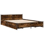 vidaXL Cadre de lit avec tiroirs sans matelas chêne fumé 135x190 cm