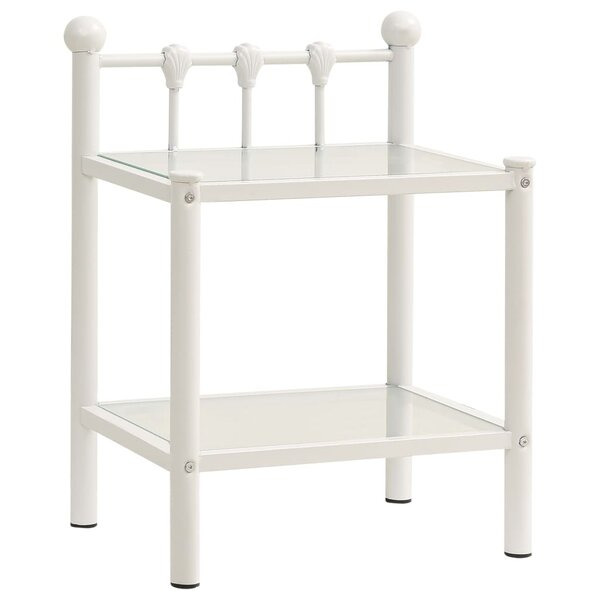 vidaXL Table de chevet Blanc/transparent 45x34 5x60 5cm Métal et verre