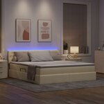 vidaXL Lit de rangement LED avec matelas Crème 180 x 200 cm Tissu