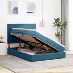 vidaXL Lit avec rangement et matelas Bleu foncé 140 x 190 cm Velours