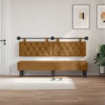 vidaXL Tête de lit suspendue Avec lumière LED Marron Velours