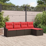 vidaXL Ensemble de Canapés avec coussin avec stockage Marron polyrotin