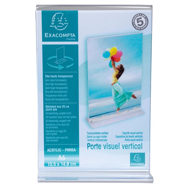 Porte-visuel Droit Vertical A6 - Cristal - Exacompta