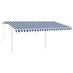 vidaXL Auvent automatique capteur de vent/LED 4x3 5 m Bleu et blanc
