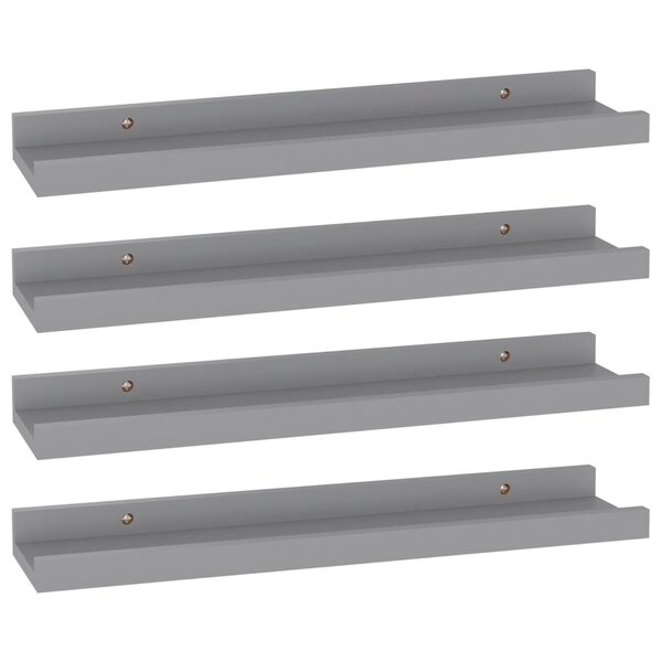 vidaXL Étagères murales 4 Pièces Gris 40x9x3 cm