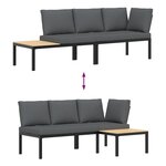vidaXL Salon de jardin 2 Pièces avec coussins noir aluminium