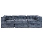 vidaXL Coussin 3 Pièces Bleu 70 x 70 x 54 cm Polyester