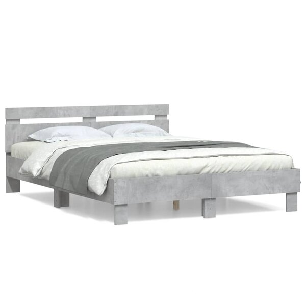 vidaXL Cadre de lit sans matelas gris béton 150x200 cm