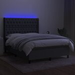 vidaXL Sommier à lattes de lit matelas LED Gris foncé 140x190 cm Tissu