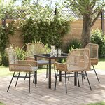 vidaXL Ensemble de salle à manger de jardin 5 pièces avec coussins Marron Poly Rattan