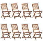 vidaXL Chaises pliables de jardin lot de 8 avec coussins Bois d'acacia