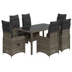 vidaXL Ensemble de bistro de jardin 7 Pièces coussins gris poly rotin