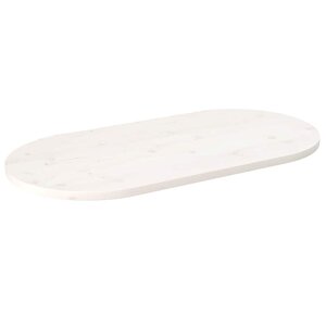 vidaXL Dessus de table blanc 100x50x2 5 cm bois de pin massif ovale