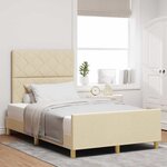vidaXL Cadre de lit avec tête de lit Crème 120 x 200 cm tissu