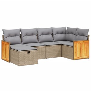 vidaXL Salon de jardin avec coussins 6Pièces mélange beige résine tressée