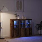vidaXL Buffet LED 3 Pièces Bois ancien 123 x 37 x 100 cm