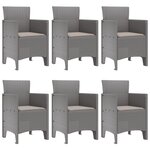 vidaXL Ensemble de Salle à Manger de Jardin de 7 Pièces avec Coussins en Poly Rattan Gris Clair