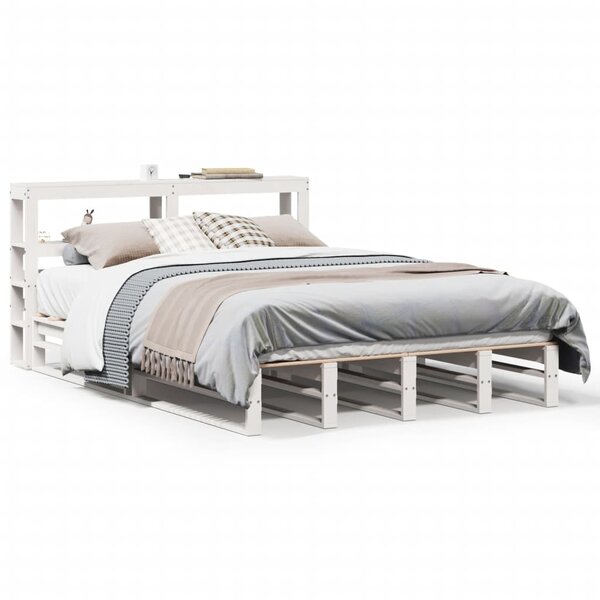 vidaXL Cadre de lit sans matelas blanc 140x200 cm bois de pin massif
