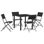 vidaXL Ensemble de salle à manger pour jardin Pliant 5 Pièces Noir