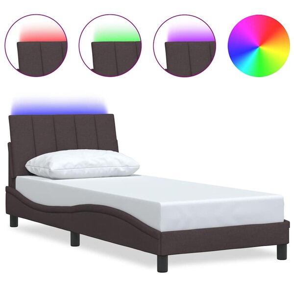 vidaXL Cadre de lit sans matelas Hanko marron foncé 90x190 cm tissu