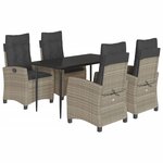 vidaXL Ensemble à manger de jardin et coussins 5 Pièces gris clair rotin