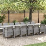 Ensemble salle à manger jardin 15 pièces avec coussins Gris clair Poly rotin