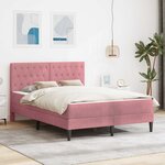 vidaXL Cadre de lit avec matelas Rose 140 x 190 cm Velours
