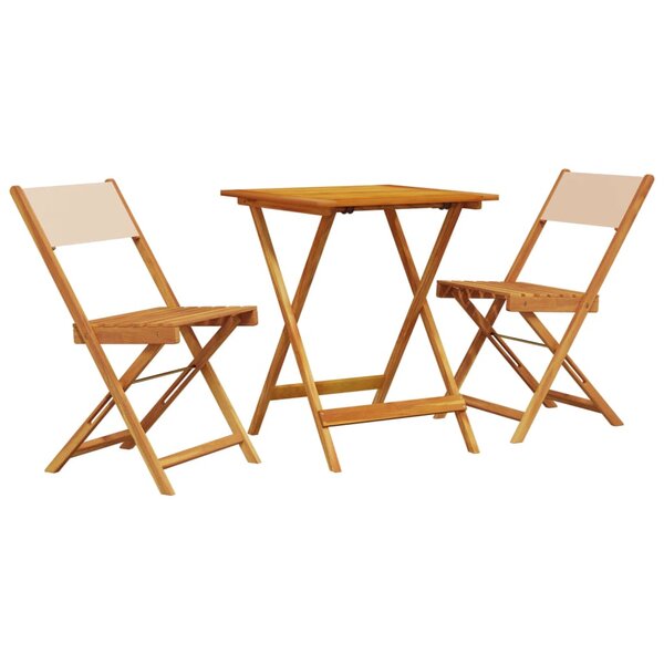 vidaXL Ensemble de bistro 3 Pièces beige tissu et bois massif