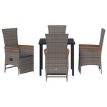 vidaXL Ensemble de salle à manger de jardin 5 pièces avec coussins Gris Rattan Poly