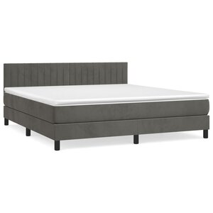 vidaXL Sommier à lattes de lit et matelas Gris foncé 180x200cm Velours