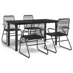 vidaXL Mobilier à dîner de jardin 5 Pièces Noir Rotin PVC