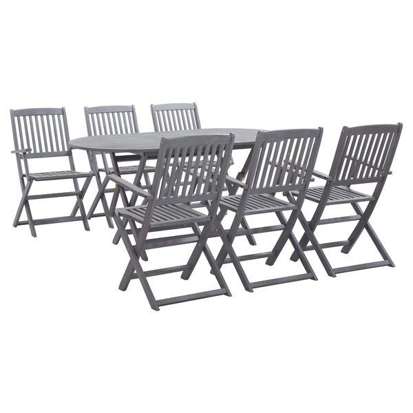 vidaXL Ensemble à manger de jardin 7 Pièces Bois d'acacia massif Gris