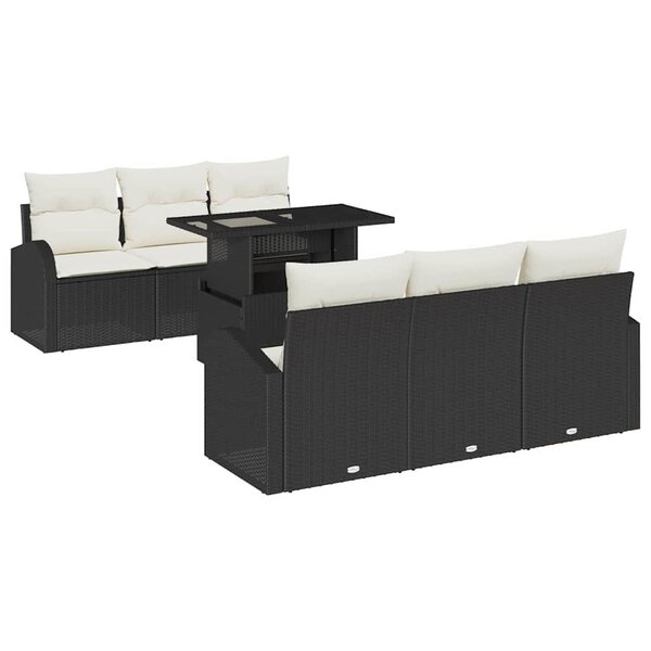 vidaXL Ensemble de canapé de jardin Manuel 7 Pièces Noir 100 x 55 x 73 cm