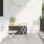 vidaXL Chaise de jardin pliante 2 Pièces Blanc 55 x 56 5 x 91cm Acier