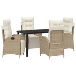 vidaXL Ensemble de salle à manger de jardin de 5 pièces en Rattan Poly Beige