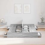vidaXL Cadre de lit avec rangement Gris Sonoma 135 x 190 cm