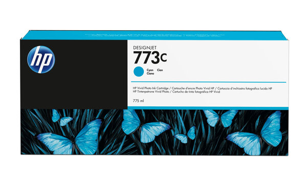 Hp hp 773c 775-ml cyan ink cartridge hp 773c original cartouche d encre cyan capacite standard 775ml pack de 1